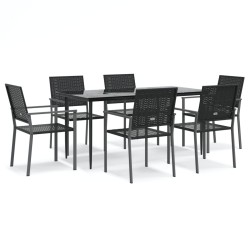 vidaXL Juego de comedor para jardín 7 piezas ratán sintético y acero