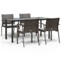 vidaXL Juego comedor jardín 5 piezas y cojines ratán sintético y acero vidaXL Juego comedor jardín 5 piezas y cojines ratán sintético y acero