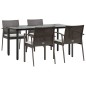 vidaXL Juego comedor jardín 5 piezas y cojines ratán sintético y acero vidaXL Juego comedor jardín 5 piezas y cojines ratán sintético y acero