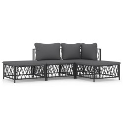 vidaXL Juego muebles de jardín 4 pzas y cojines acero gris antracita