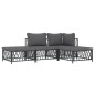 vidaXL Juego muebles de jardín 4 pzas y cojines acero gris antracita vidaXL Juego muebles de jardín 4 pzas y cojines acero gris antracita