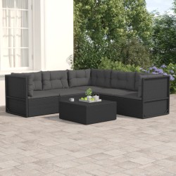 vidaXL Set de muebles de jardín 5 pzas y cojines ratán sintético negro