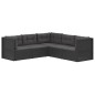 vidaXL Set de muebles de jardín 5 pzas y cojines ratán sintético negro vidaXL Set de muebles de jardín 5 pzas y cojines ratán sintético negro