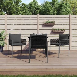 vidaXL Juego comedor jardín 5 piezas y cojines ratán sintético y acero