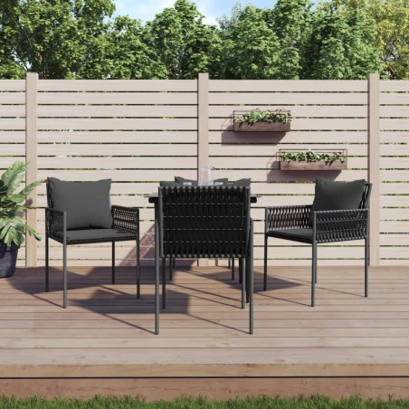vidaXL Juego comedor jardín 5 piezas y cojines ratán sintético y acero