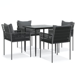 vidaXL Juego comedor jardín 5 piezas y cojines ratán sintético y acero
