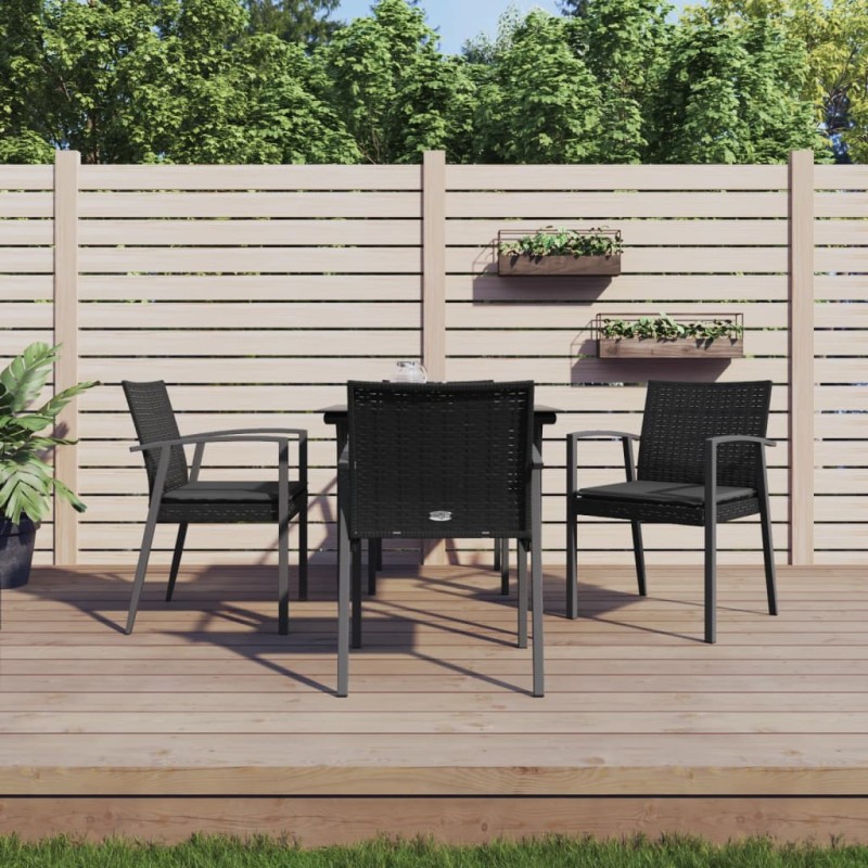vidaXL Juego comedor jardín 5 piezas y cojines ratán sintético y acero vidaXL Juego comedor jardín 5 piezas y cojines ratán sintético y acero