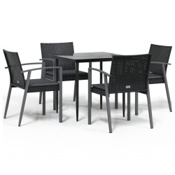 vidaXL Juego comedor jardín 5 piezas y cojines ratán sintético y acero