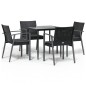 vidaXL Juego comedor jardín 5 piezas y cojines ratán sintético y acero vidaXL Juego comedor jardín 5 piezas y cojines ratán sintético y acero