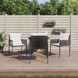 vidaXL Juego comedor jardín 5 piezas y cojines ratán sintético y acero