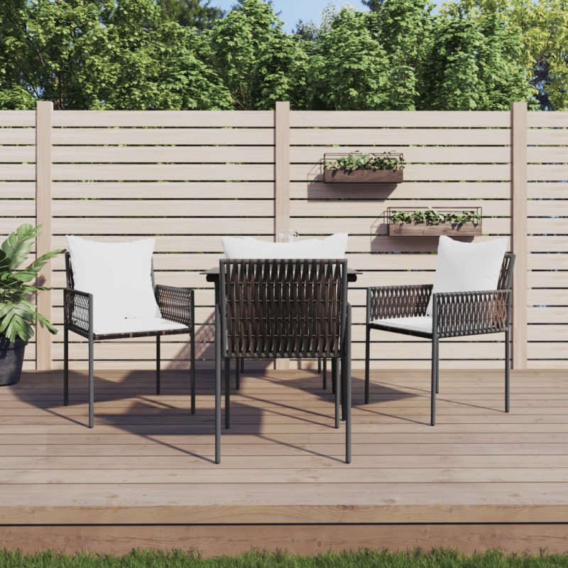 vidaXL Juego comedor jardín 5 piezas y cojines ratán sintético y acero vidaXL Juego comedor jardín 5 piezas y cojines ratán sintético y acero