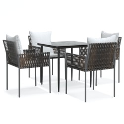 vidaXL Juego comedor jardín 5 piezas y cojines ratán sintético y acero
