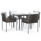 vidaXL Juego comedor jardín 5 piezas y cojines ratán sintético y acero vidaXL Juego comedor jardín 5 piezas y cojines ratán sintético y acero