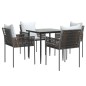 vidaXL Juego comedor jardín 5 piezas y cojines ratán sintético y acero vidaXL Juego comedor jardín 5 piezas y cojines ratán sintético y acero