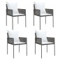 vidaXL Juego comedor jardín 5 piezas y cojines ratán sintético y acero vidaXL Juego comedor jardín 5 piezas y cojines ratán sintético y acero