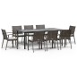 vidaXL Juego comedor jardín 9 piezas y cojines ratán sintético y acero vidaXL Juego comedor jardín 9 piezas y cojines ratán sintético y acero