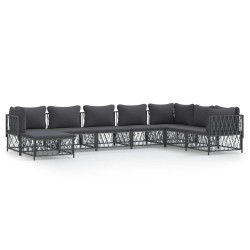 vidaXL Juego de muebles de jardín 8 pzas con cojines acero antracita