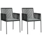 vidaXL Set comedor jardín 3 pzas y cojines acero ratán sintético negro vidaXL Set comedor jardín 3 pzas y cojines acero ratán sintético negro