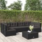 vidaXL Set muebles de jardín 6 piezas y cojines ratán sintético negro vidaXL Set muebles de jardín 6 piezas y cojines ratán sintético negro