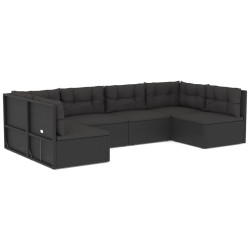 vidaXL Set muebles de jardín 6 piezas y cojines ratán sintético negro