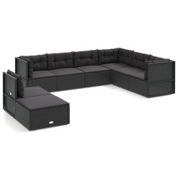 vidaXL Set de muebles de jardín 8 pzas y cojines ratán sintético negro