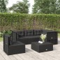 vidaXL Set de muebles de jardín 5 pzas y cojines ratán sintético negro vidaXL Set de muebles de jardín 5 pzas y cojines ratán sintético negro