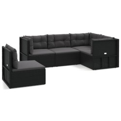vidaXL Set de muebles de jardín 5 pzas y cojines ratán sintético negro