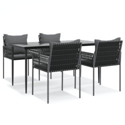 vidaXL Juego comedor jardín 5 piezas y cojines ratán sintético y acero