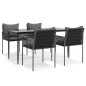 vidaXL Juego comedor jardín 5 piezas y cojines ratán sintético y acero vidaXL Juego comedor jardín 5 piezas y cojines ratán sintético y acero