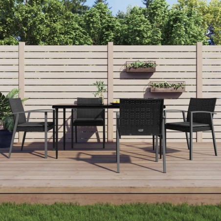 vidaXL Juego comedor jardín 5 piezas y cojines ratán sintético y acero