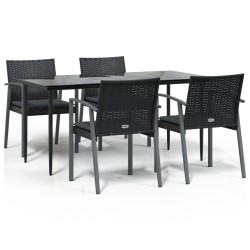 vidaXL Juego comedor jardín 5 piezas y cojines ratán sintético y acero