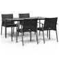 vidaXL Juego comedor jardín 5 piezas y cojines ratán sintético y acero vidaXL Juego comedor jardín 5 piezas y cojines ratán sintético y acero