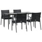 vidaXL Juego comedor jardín 5 piezas y cojines ratán sintético y acero vidaXL Juego comedor jardín 5 piezas y cojines ratán sintético y acero
