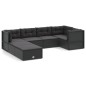 vidaXL Set de muebles de jardín y cojines 7 pzas ratán sintético negro vidaXL Set de muebles de jardín y cojines 7 pzas ratán sintético negro