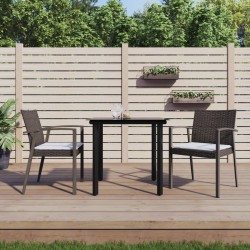 vidaXL Juego comedor jardín 3 piezas y cojines ratán sintético y acero
