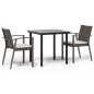 vidaXL Juego comedor jardín 3 piezas y cojines ratán sintético y acero vidaXL Juego comedor jardín 3 piezas y cojines ratán sintético y acero