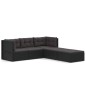 vidaXL Set de muebles de jardín 5 pzas y cojines ratán sintético negro vidaXL Set de muebles de jardín 5 pzas y cojines ratán sintético negro