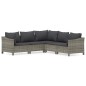 vidaXL Set de muebles de jardín 5 pzas y cojines ratán sintético gris vidaXL Set de muebles de jardín 5 pzas y cojines ratán sintético gris