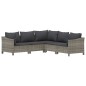 vidaXL Set de muebles de jardín 5 pzas y cojines ratán sintético gris vidaXL Set de muebles de jardín 5 pzas y cojines ratán sintético gris