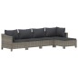 vidaXL Set de muebles de jardín 5 pzas y cojines ratán sintético gris