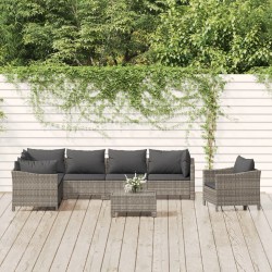 vidaXL Set de muebles de jardín 8 pzas y cojines ratán sintético gris