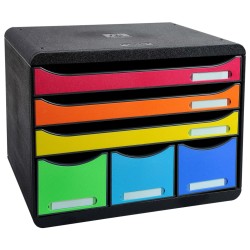 Exacompta Set de cajones escritorio Maxi con 6 cajones arlequinado