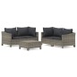 vidaXL Set de muebles de jardín 5 pzas y cojines ratán sintético gris vidaXL Set de muebles de jardín 5 pzas y cojines ratán sintético gris