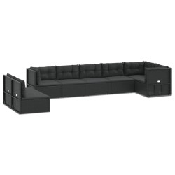 vidaXL Set de muebles de jardín 8 pzas y cojines ratán sintético negro