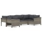 vidaXL Set de muebles de jardín 6 pzas y cojines ratán sintético gris vidaXL Set de muebles de jardín 6 pzas y cojines ratán sintético gris
