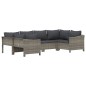 vidaXL Set de muebles de jardín 6 pzas y cojines ratán sintético gris vidaXL Set de muebles de jardín 6 pzas y cojines ratán sintético gris