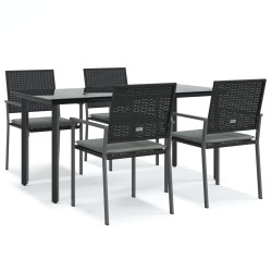 vidaXL Juego comedor jardín 5 piezas y cojines ratán sintético y acero