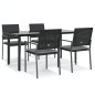 vidaXL Juego comedor jardín 5 piezas y cojines ratán sintético y acero vidaXL Juego comedor jardín 5 piezas y cojines ratán sintético y acero