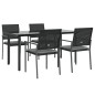 vidaXL Juego comedor jardín 5 piezas y cojines ratán sintético y acero vidaXL Juego comedor jardín 5 piezas y cojines ratán sintético y acero