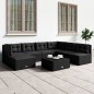 vidaXL Set de muebles de jardín y cojines 7 pzas ratán sintético negro vidaXL Set de muebles de jardín y cojines 7 pzas ratán sintético negro
